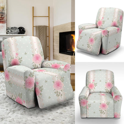 Rose Pattern Print Design RO016 Recliner Slipcover-JORJUNE.COM