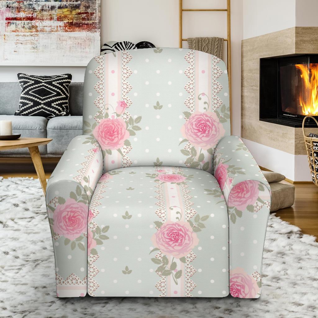 Rose Pattern Print Design RO016 Recliner Slipcover-JORJUNE.COM