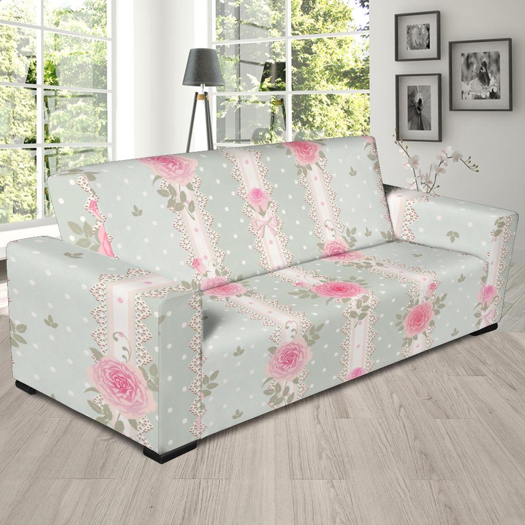 Rose Pattern Print Design RO016 Sofa Slipcover-JORJUNE.COM