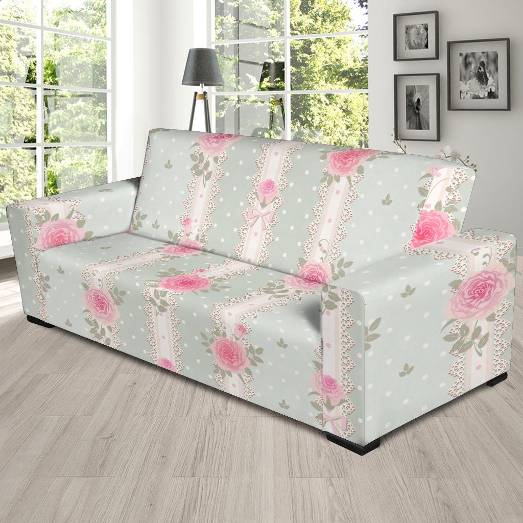 Rose Pattern Print Design RO016 Sofa Slipcover-JORJUNE.COM