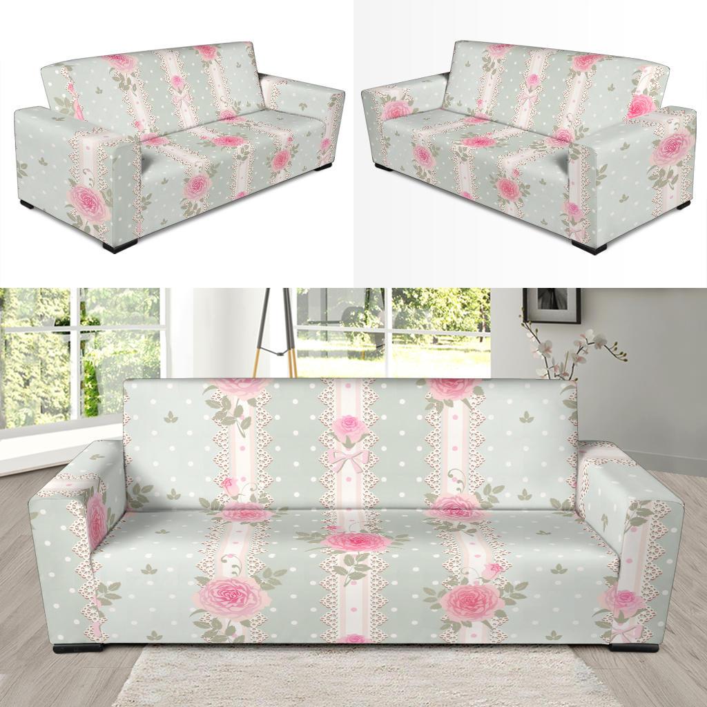 Rose Pattern Print Design RO016 Sofa Slipcover-JORJUNE.COM