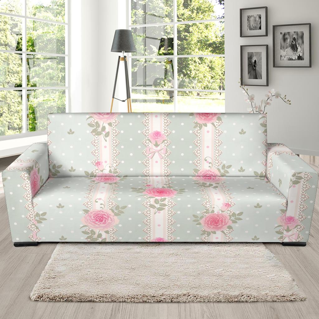 Rose Pattern Print Design RO016 Sofa Slipcover-JORJUNE.COM