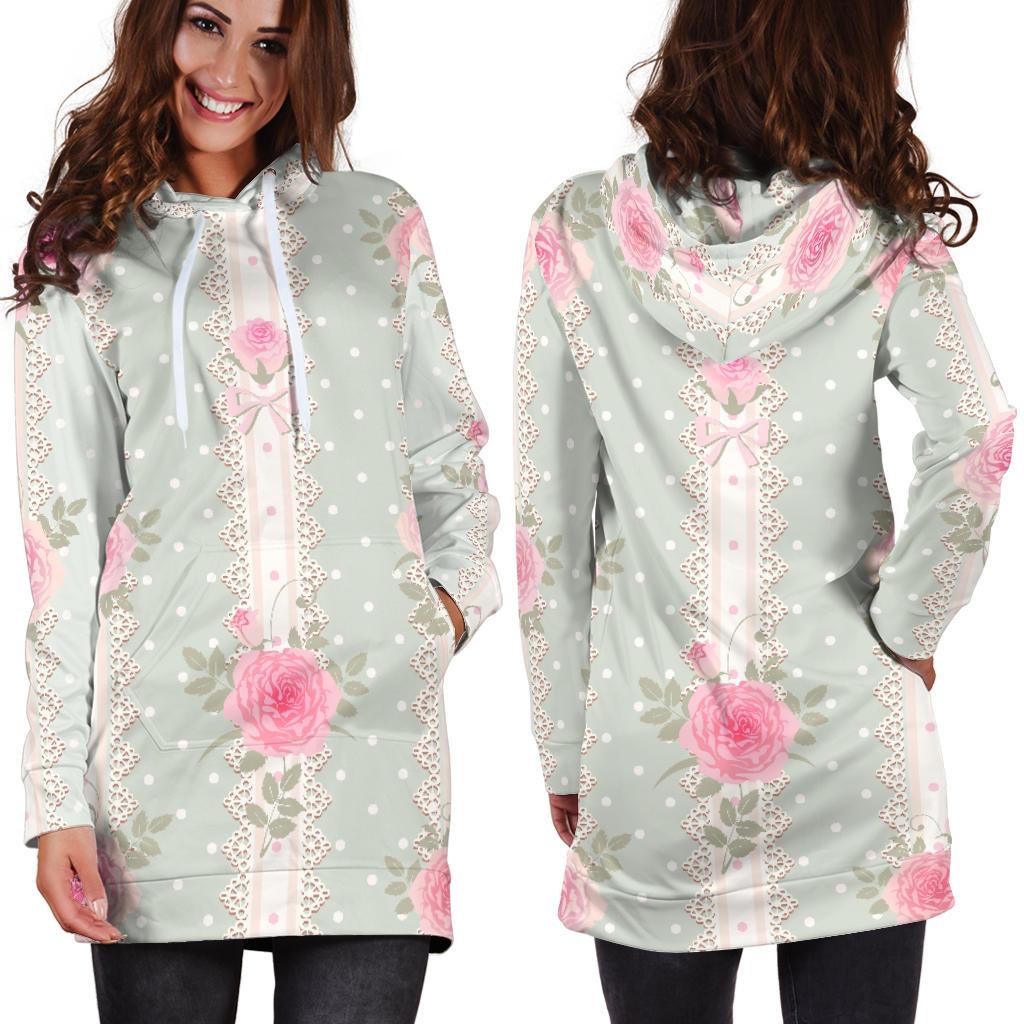 Rose Pattern Print Design RO016 Women Hoodie Dress