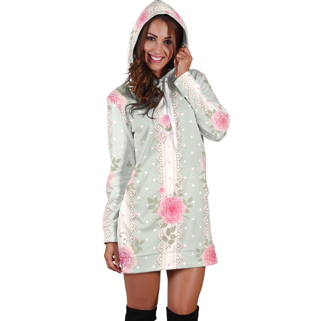 Rose Pattern Print Design RO016 Women Hoodie Dress