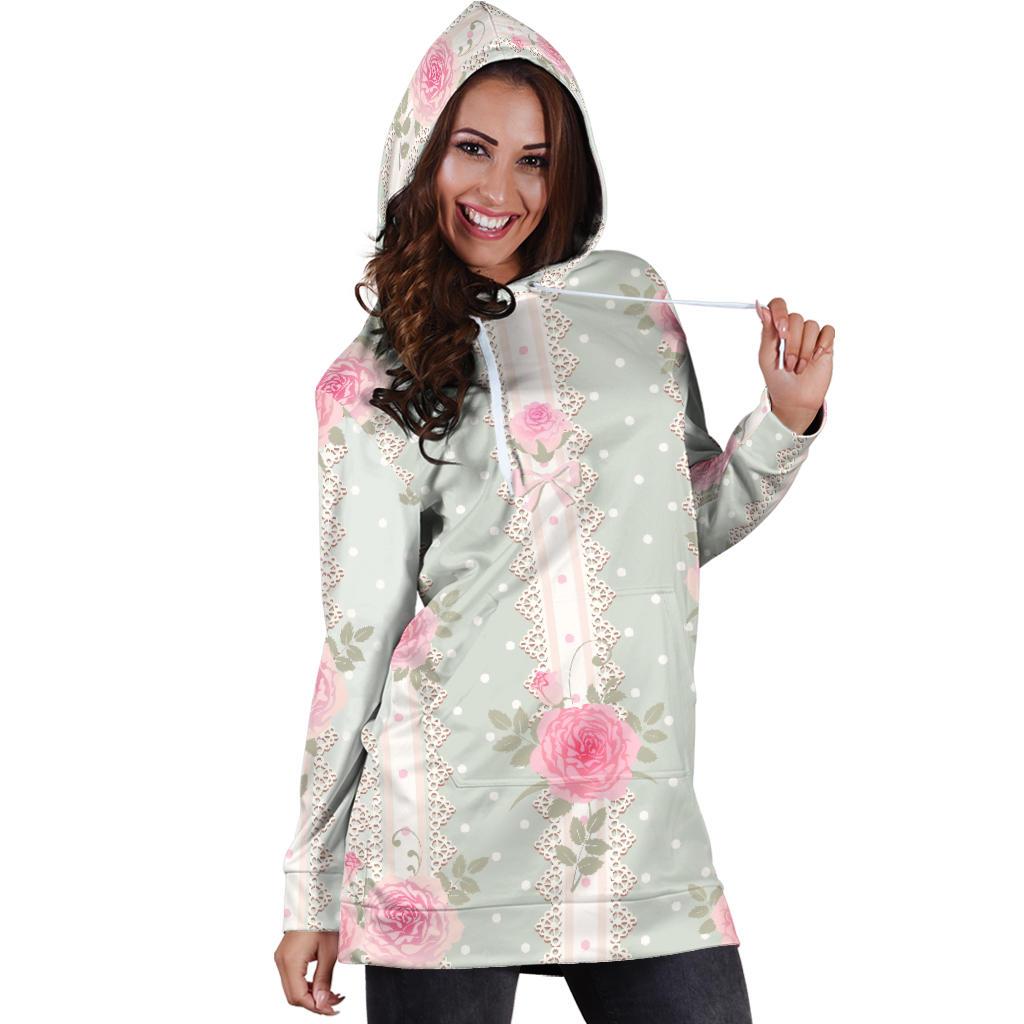 Rose Pattern Print Design RO016 Women Hoodie Dress