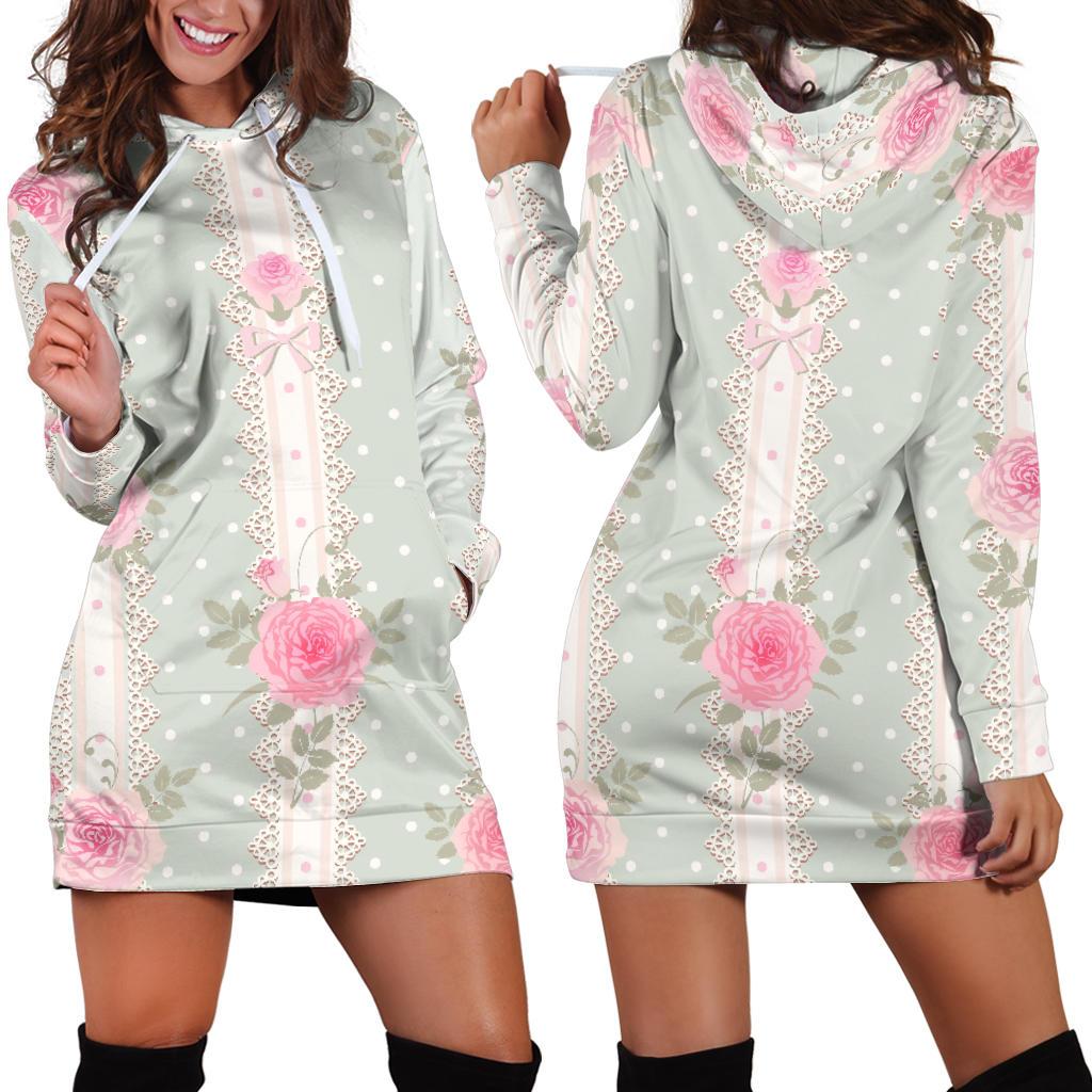 Rose Pattern Print Design RO016 Women Hoodie Dress