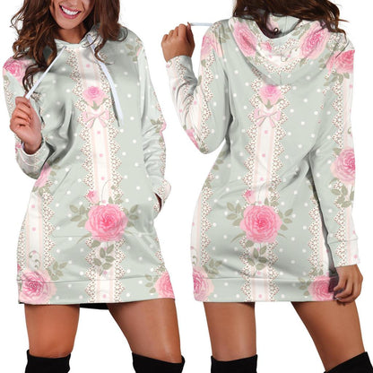 Rose Pattern Print Design RO016 Women Hoodie Dress