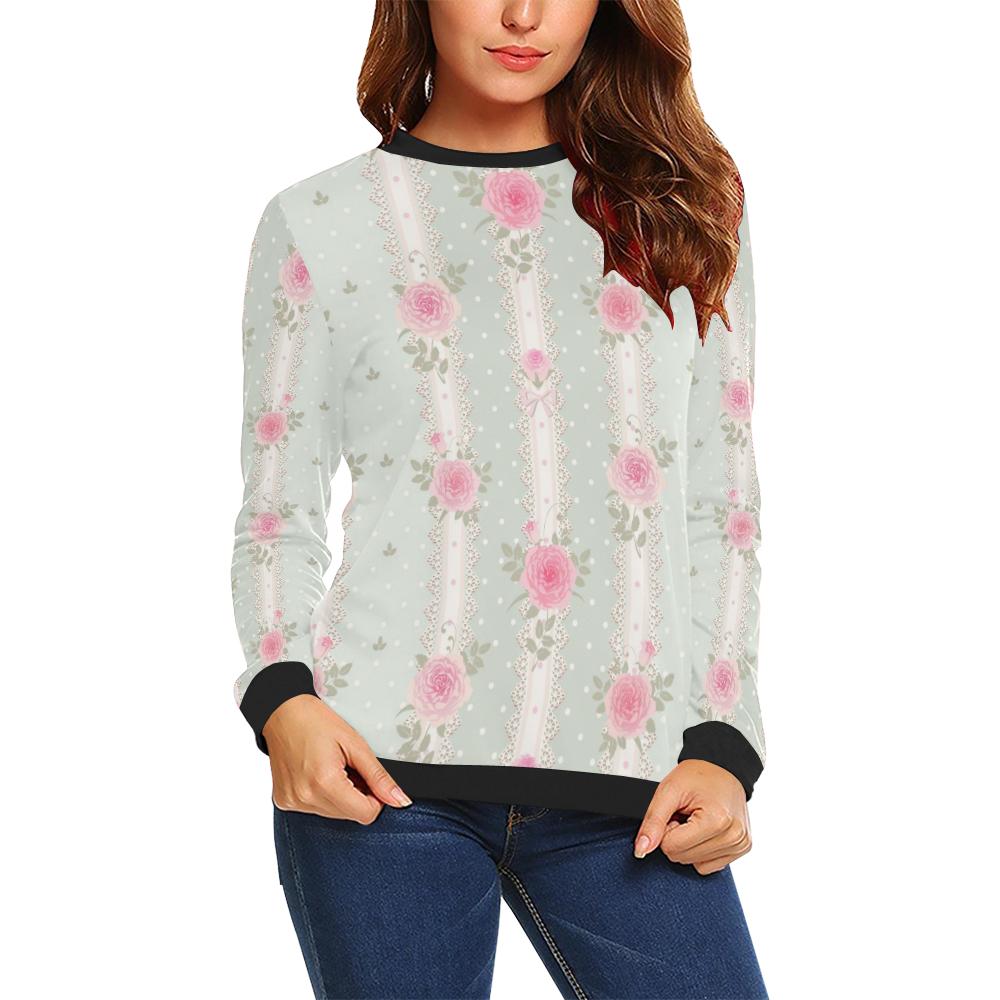 Rose Pattern Print Design RO016 Women Long Sleeve Sweatshirt-JorJune
