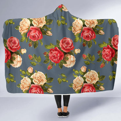 Rose Pattern Print Design RO017 Hooded Blanket-JORJUNE.COM