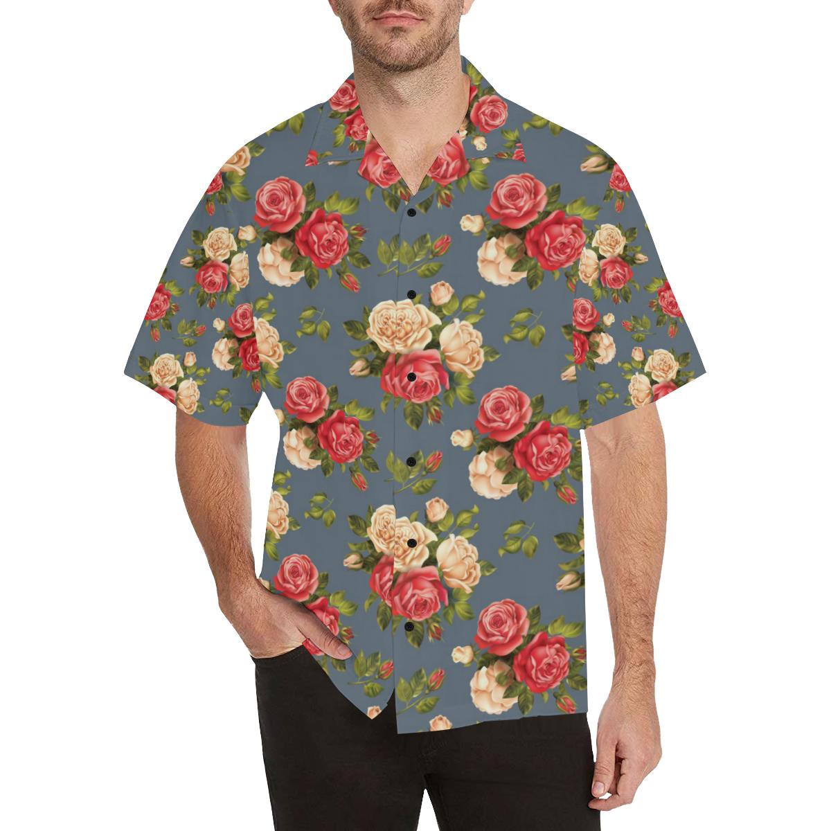 Rose Pattern Print Design RO017 Men Hawaiian Shirt-JorJune