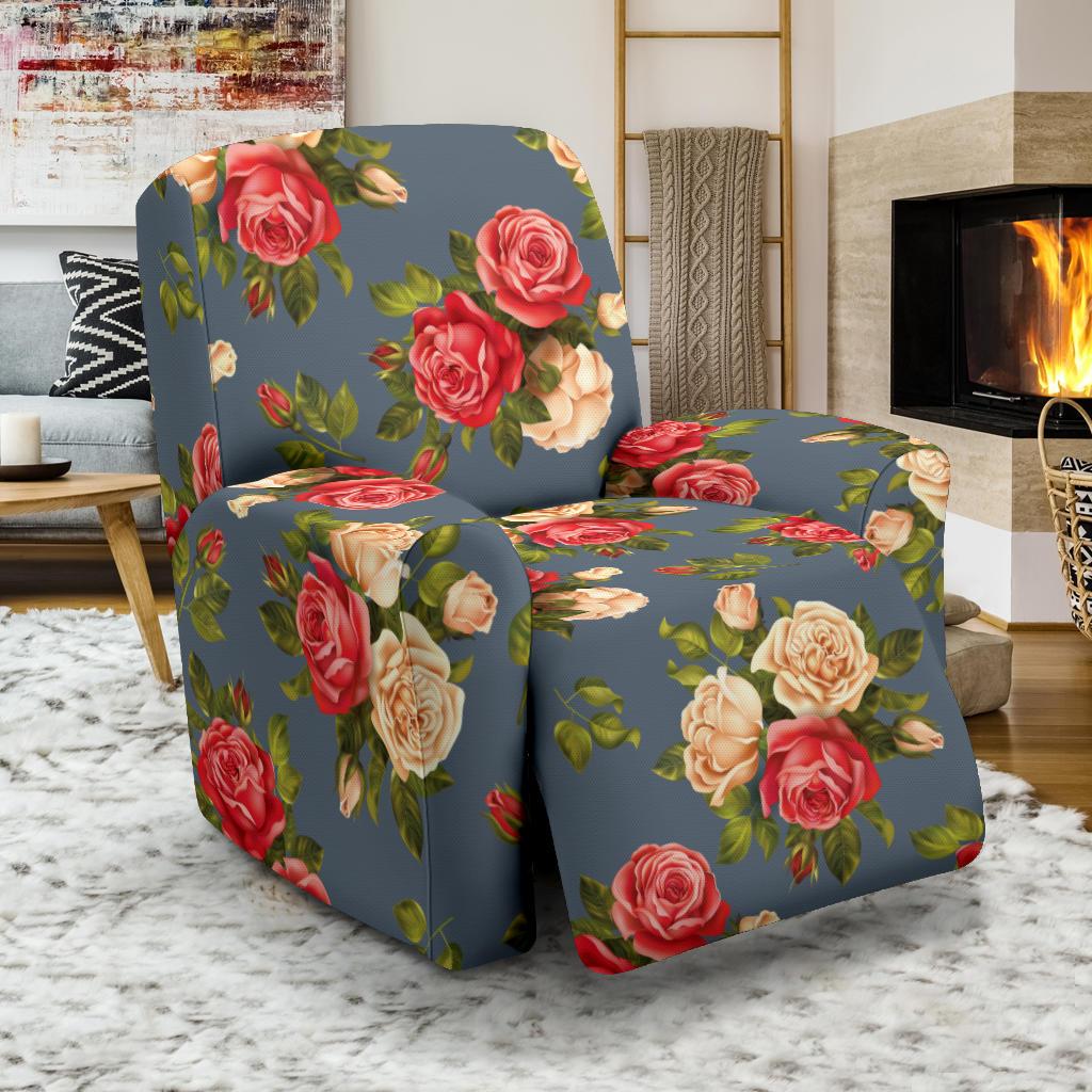 Rose Pattern Print Design RO017 Recliner Slipcover-JORJUNE.COM
