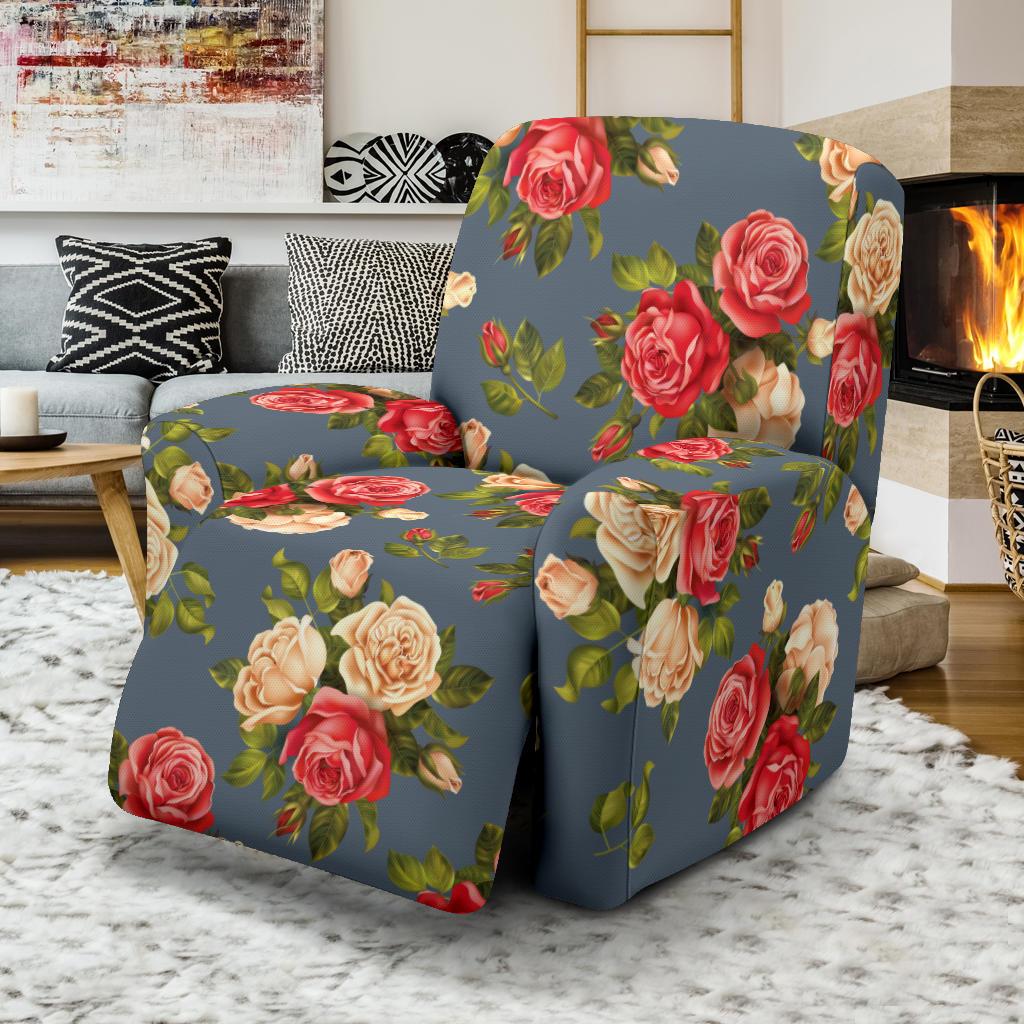 Rose Pattern Print Design RO017 Recliner Slipcover-JORJUNE.COM