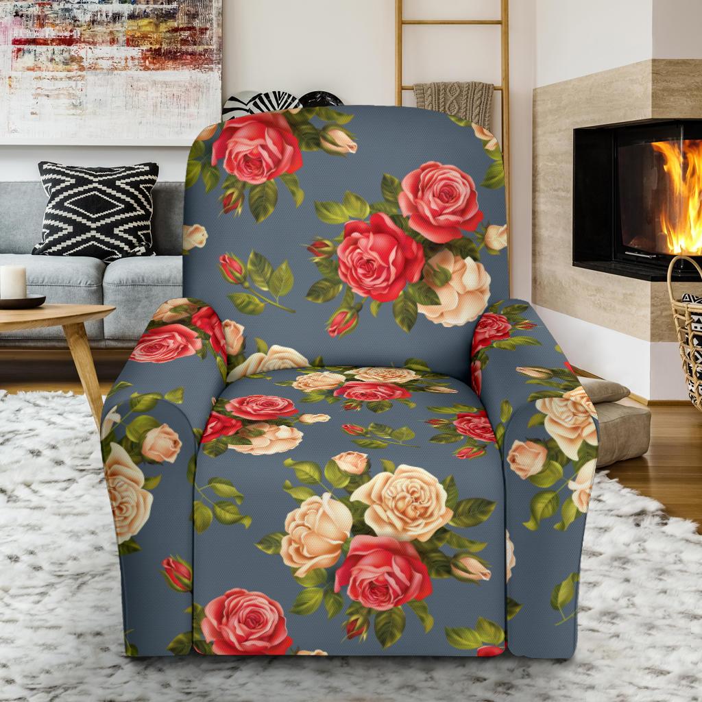 Rose Pattern Print Design RO017 Recliner Slipcover-JORJUNE.COM