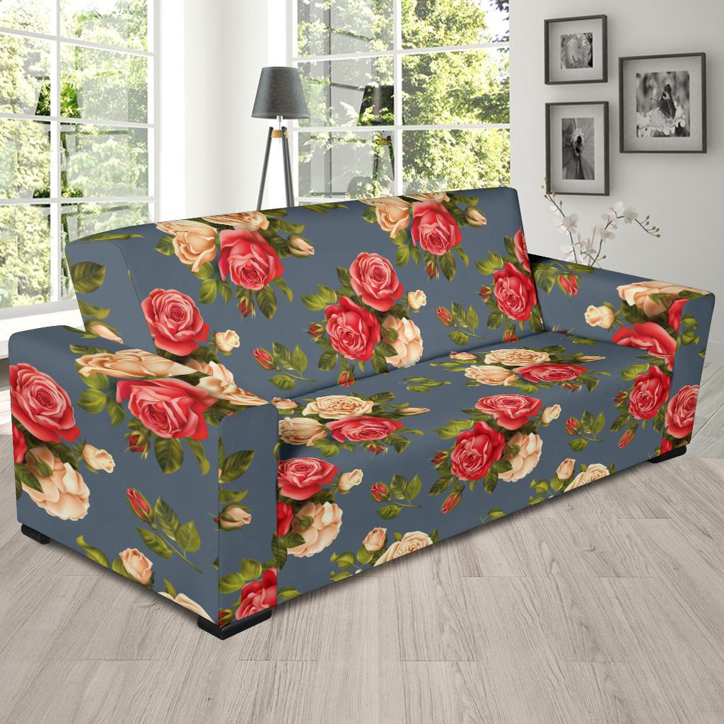 Rose Pattern Print Design RO017 Sofa Slipcover-JORJUNE.COM