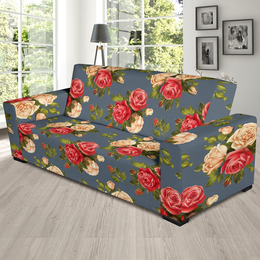 Rose Pattern Print Design RO017 Sofa Slipcover-JORJUNE.COM