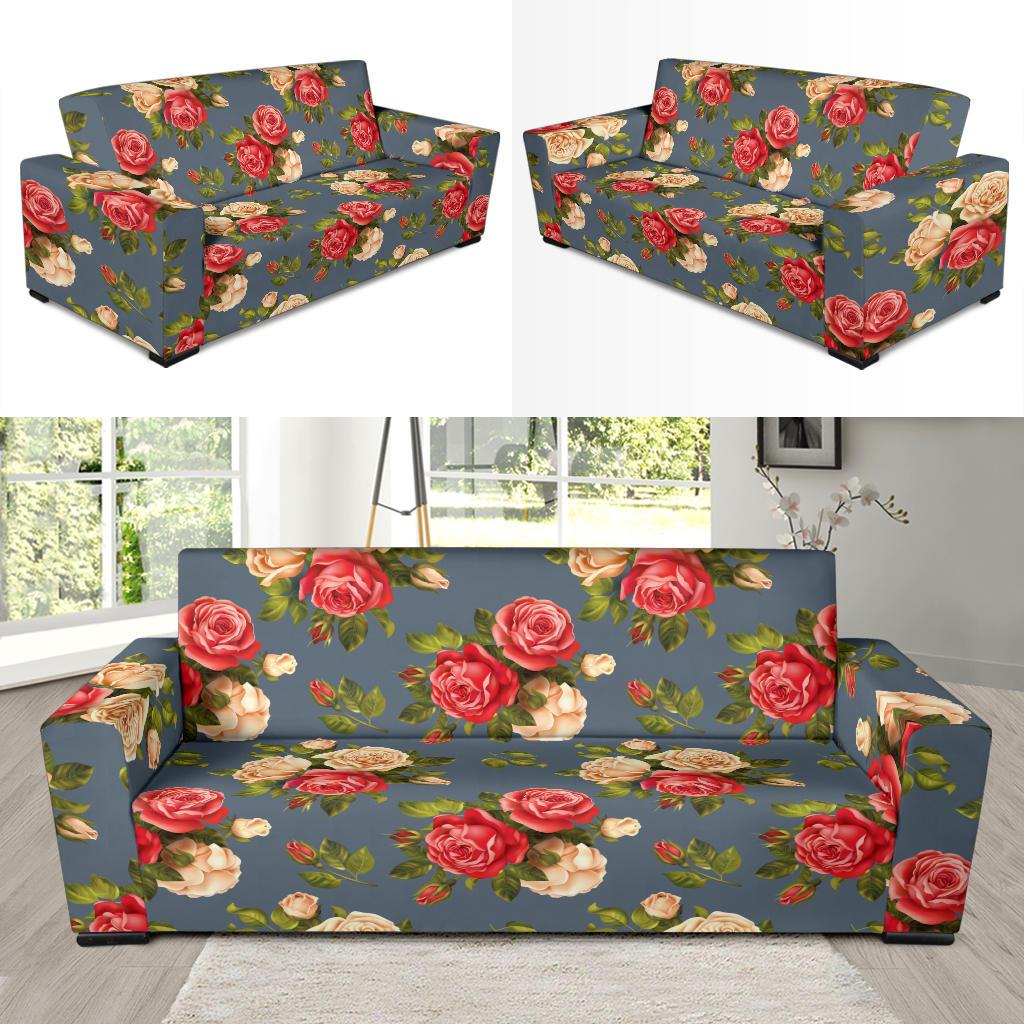 Rose Pattern Print Design RO017 Sofa Slipcover-JORJUNE.COM