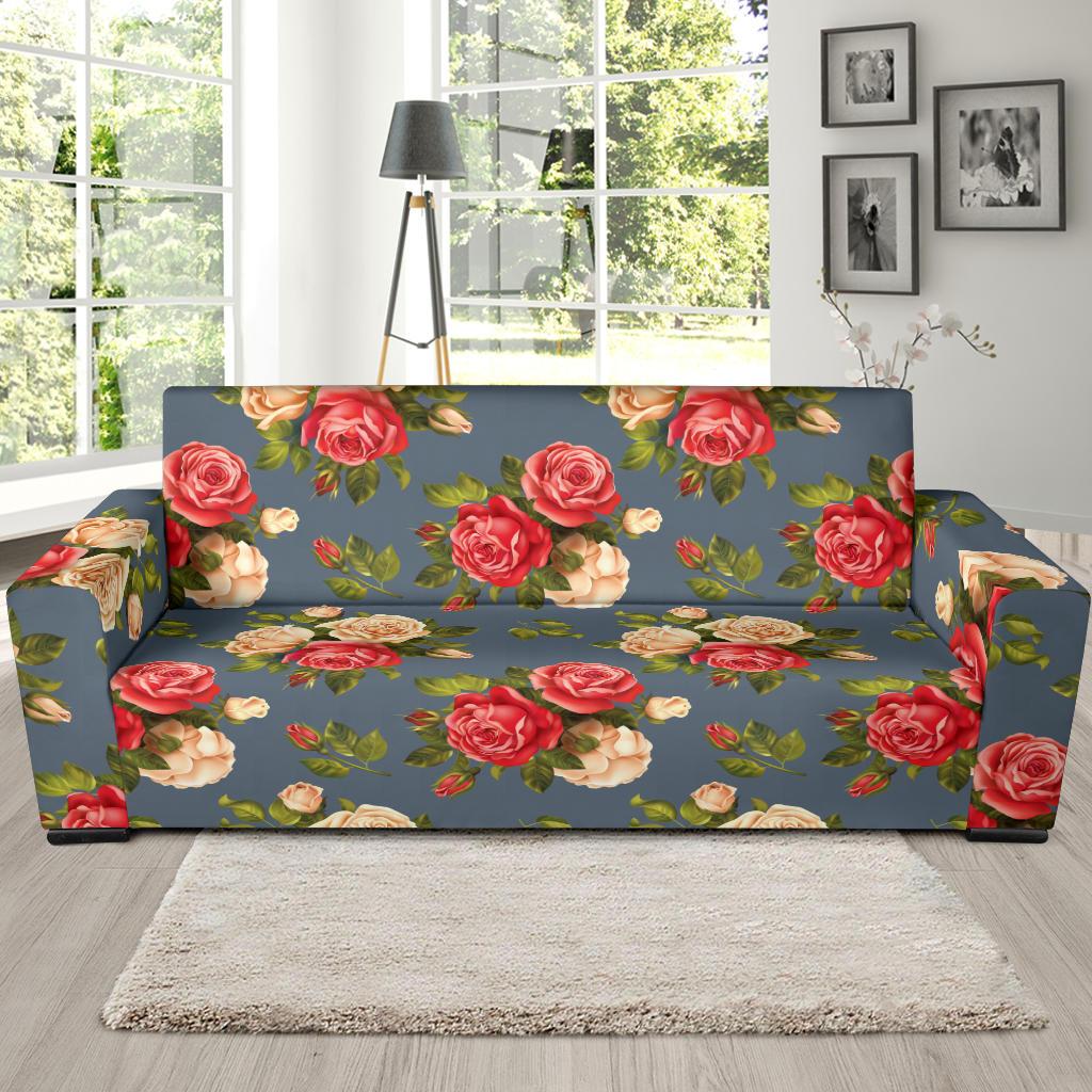 Rose Pattern Print Design RO017 Sofa Slipcover-JORJUNE.COM