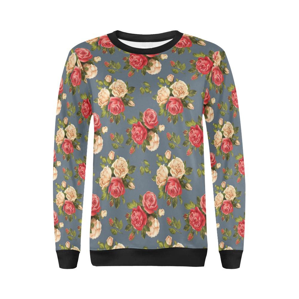 Rose Pattern Print Design RO017 Women Long Sleeve Sweatshirt-JorJune