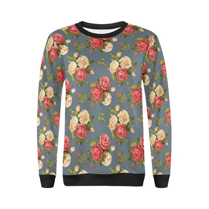 Rose Pattern Print Design RO017 Women Long Sleeve Sweatshirt-JorJune