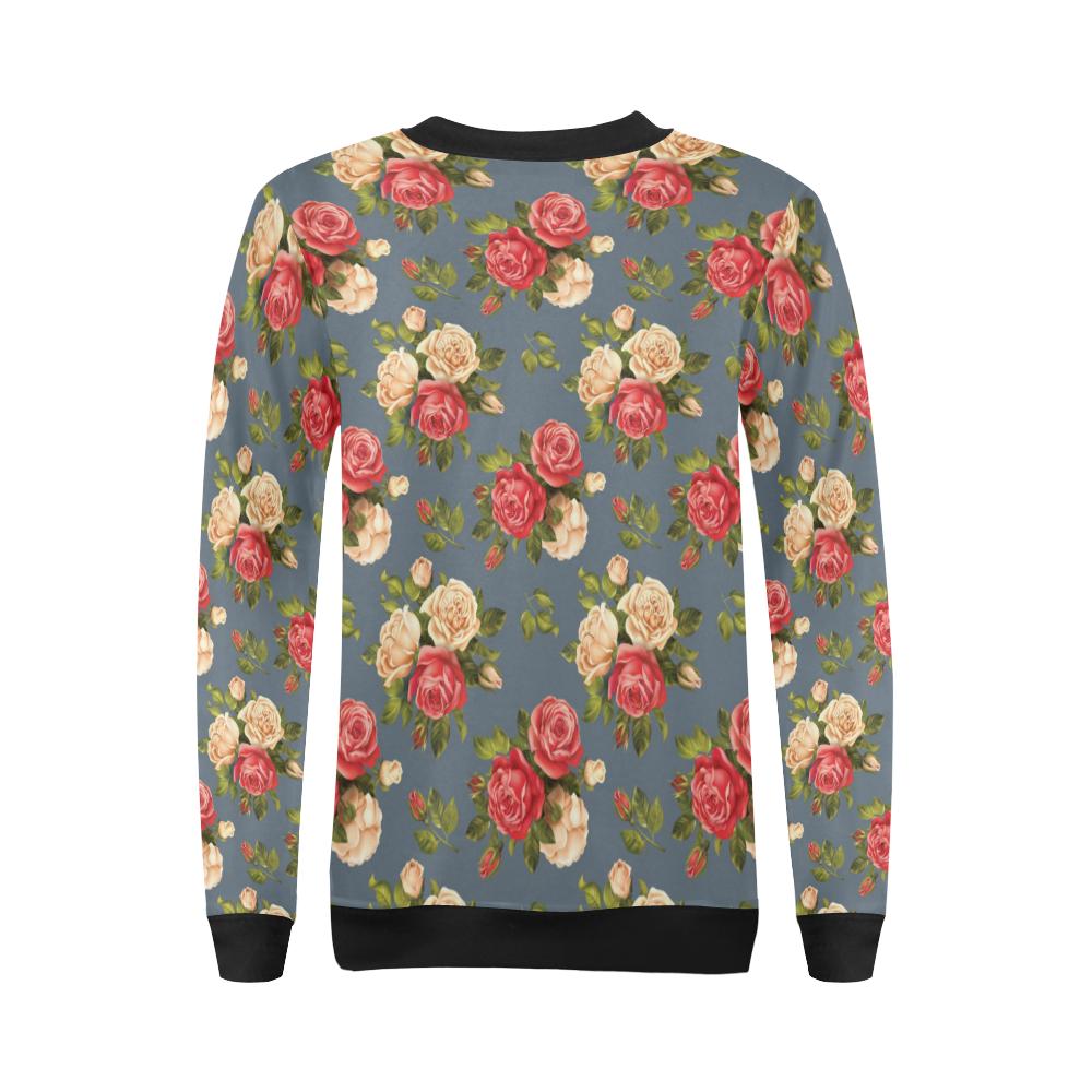 Rose Pattern Print Design RO017 Women Long Sleeve Sweatshirt-JorJune