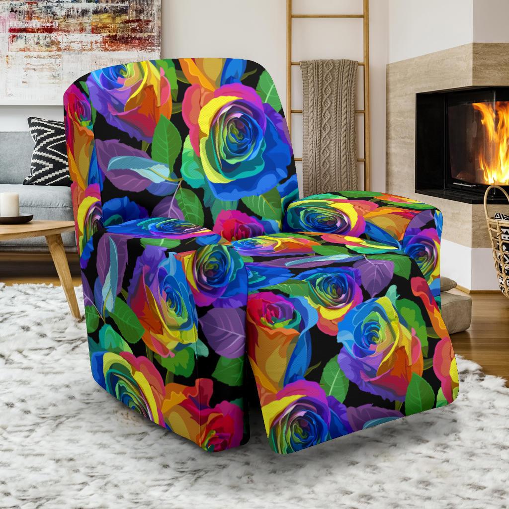 Rose Pattern Print Design RO02 Recliner Slipcover-JORJUNE.COM