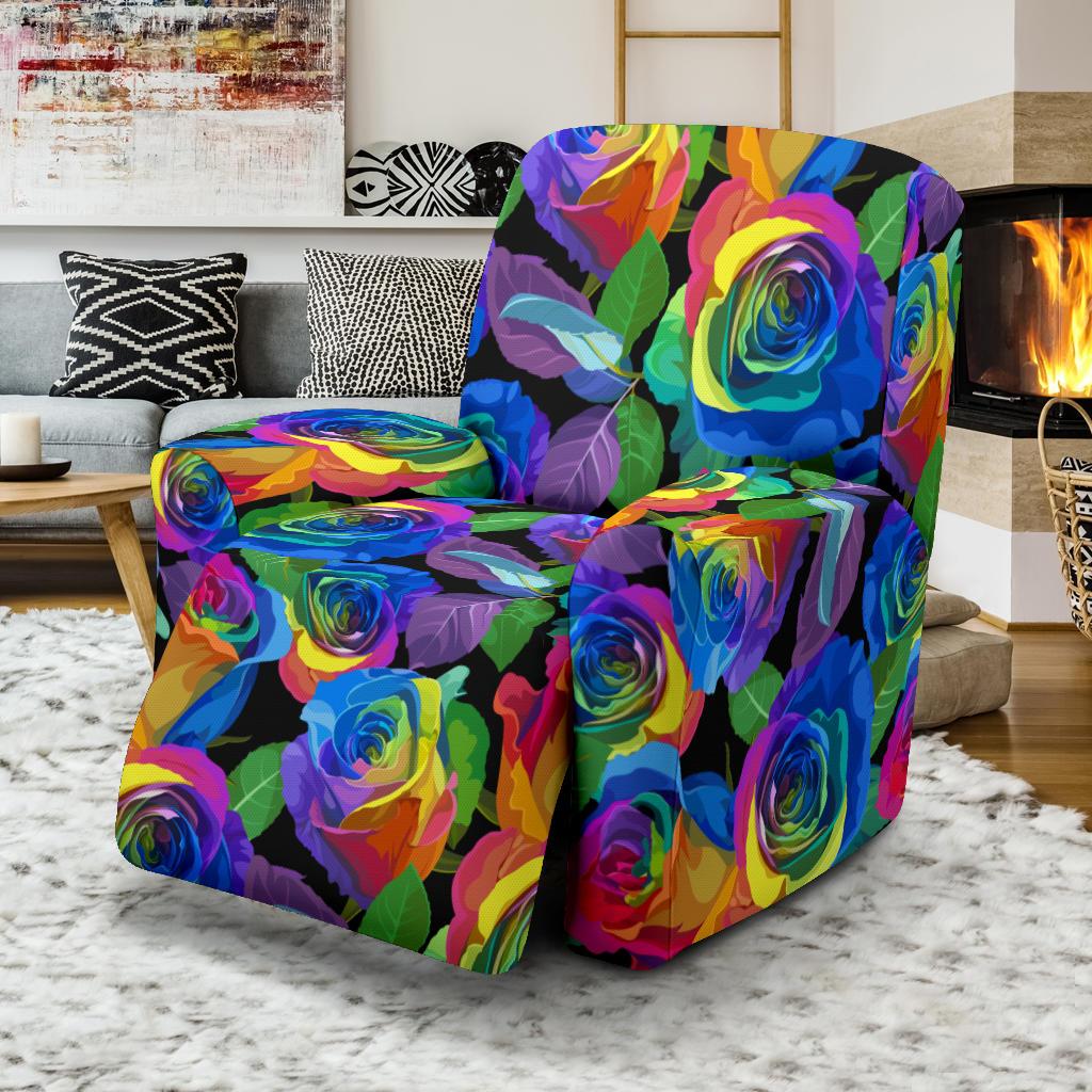 Rose Pattern Print Design RO02 Recliner Slipcover-JORJUNE.COM