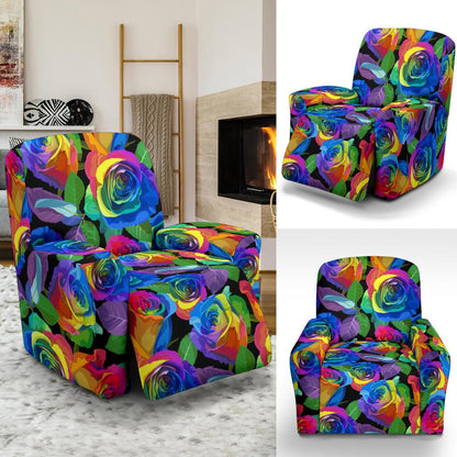 Rose Pattern Print Design RO02 Recliner Slipcover-JORJUNE.COM
