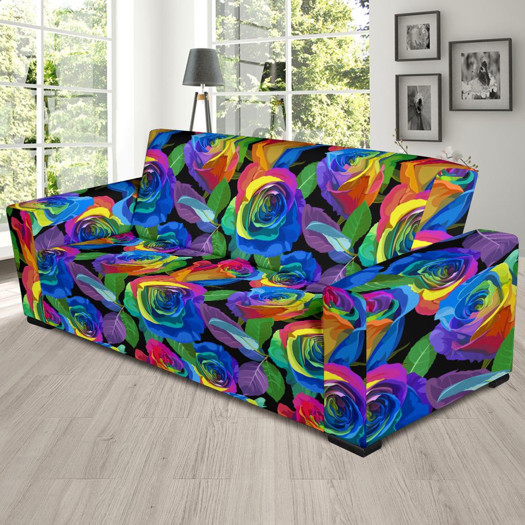 Rose Pattern Print Design RO02 Sofa Slipcover-JORJUNE.COM