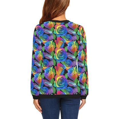 Rose Pattern Print Design RO02 Women Long Sleeve Sweatshirt-JorJune