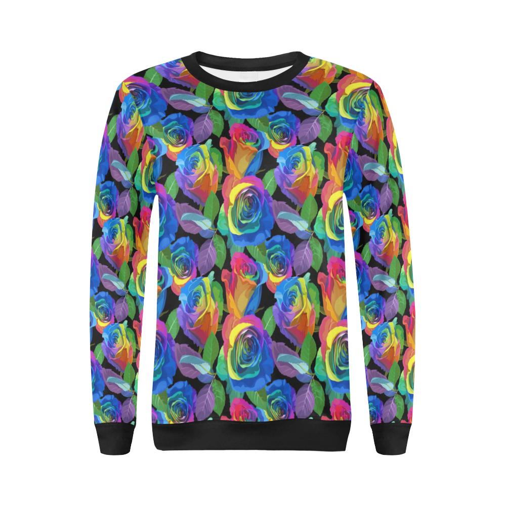 Rose Pattern Print Design RO02 Women Long Sleeve Sweatshirt-JorJune