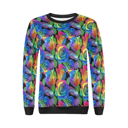 Rose Pattern Print Design RO02 Women Long Sleeve Sweatshirt-JorJune