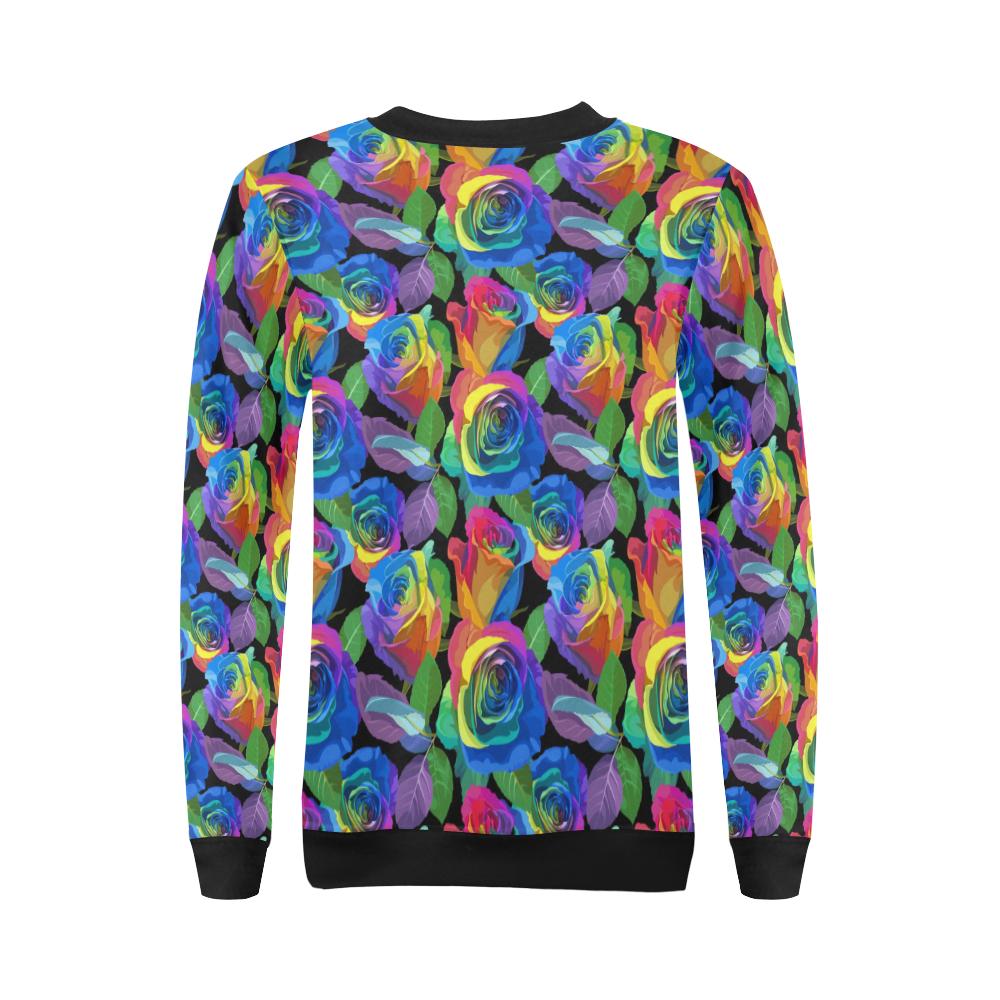 Rose Pattern Print Design RO02 Women Long Sleeve Sweatshirt-JorJune