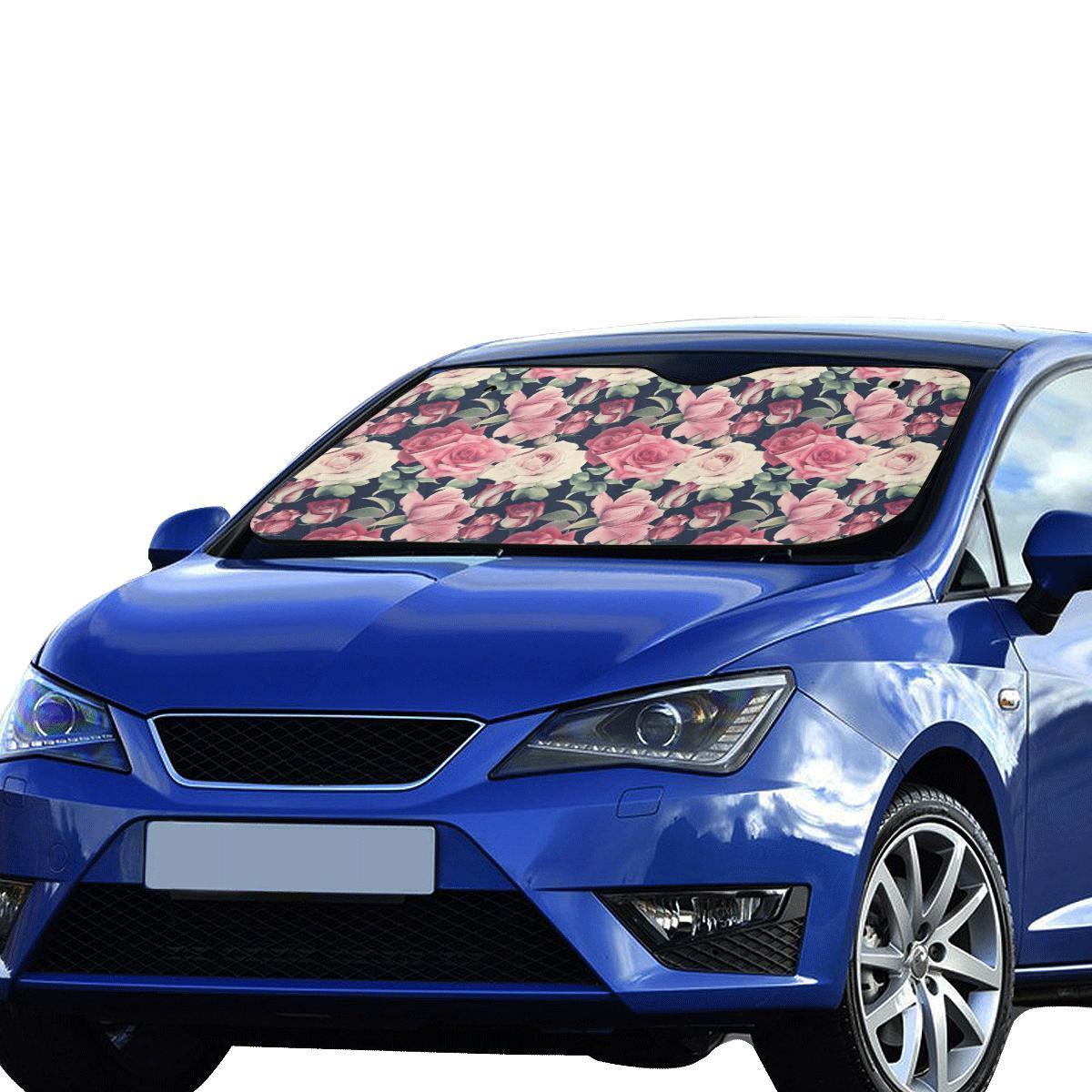 Rose Pattern Print Design RO05 Car Sun Shade-JorJune