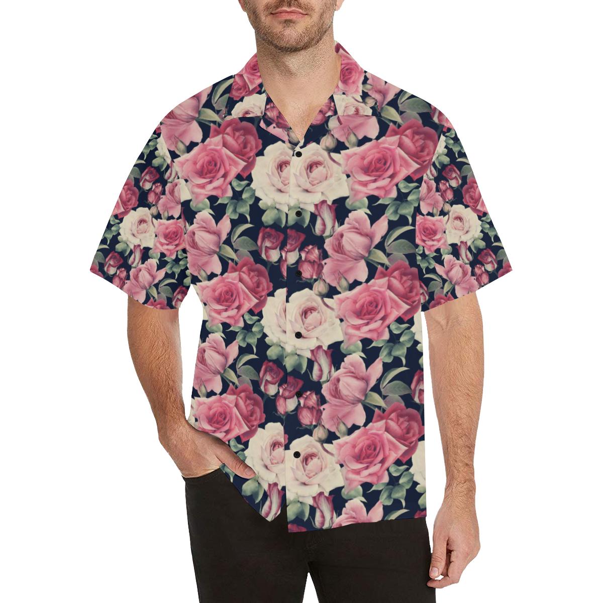 Rose Pattern Print Design RO05 Men Hawaiian Shirt-JorJune