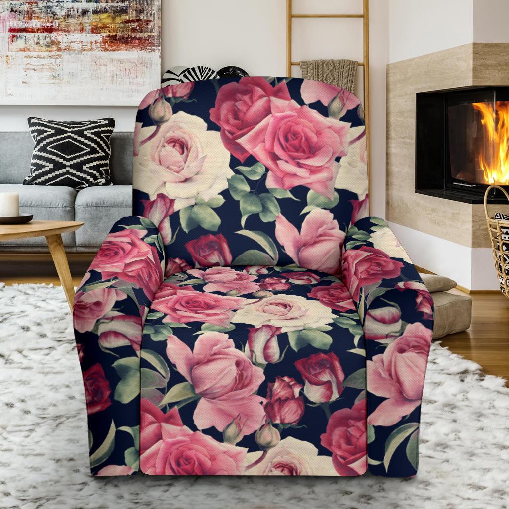Rose Pattern Print Design RO05 Recliner Slipcover-JORJUNE.COM