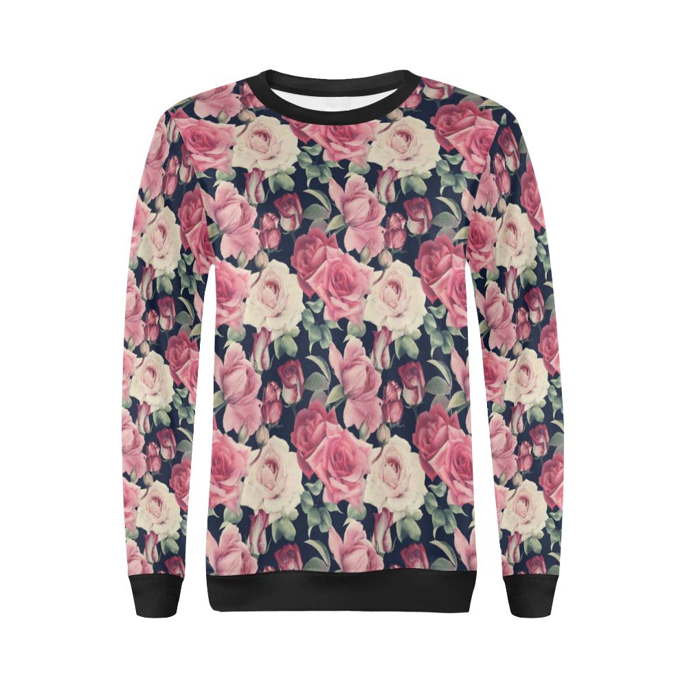 Rose Pattern Print Design RO05 Women Long Sleeve Sweatshirt-JorJune
