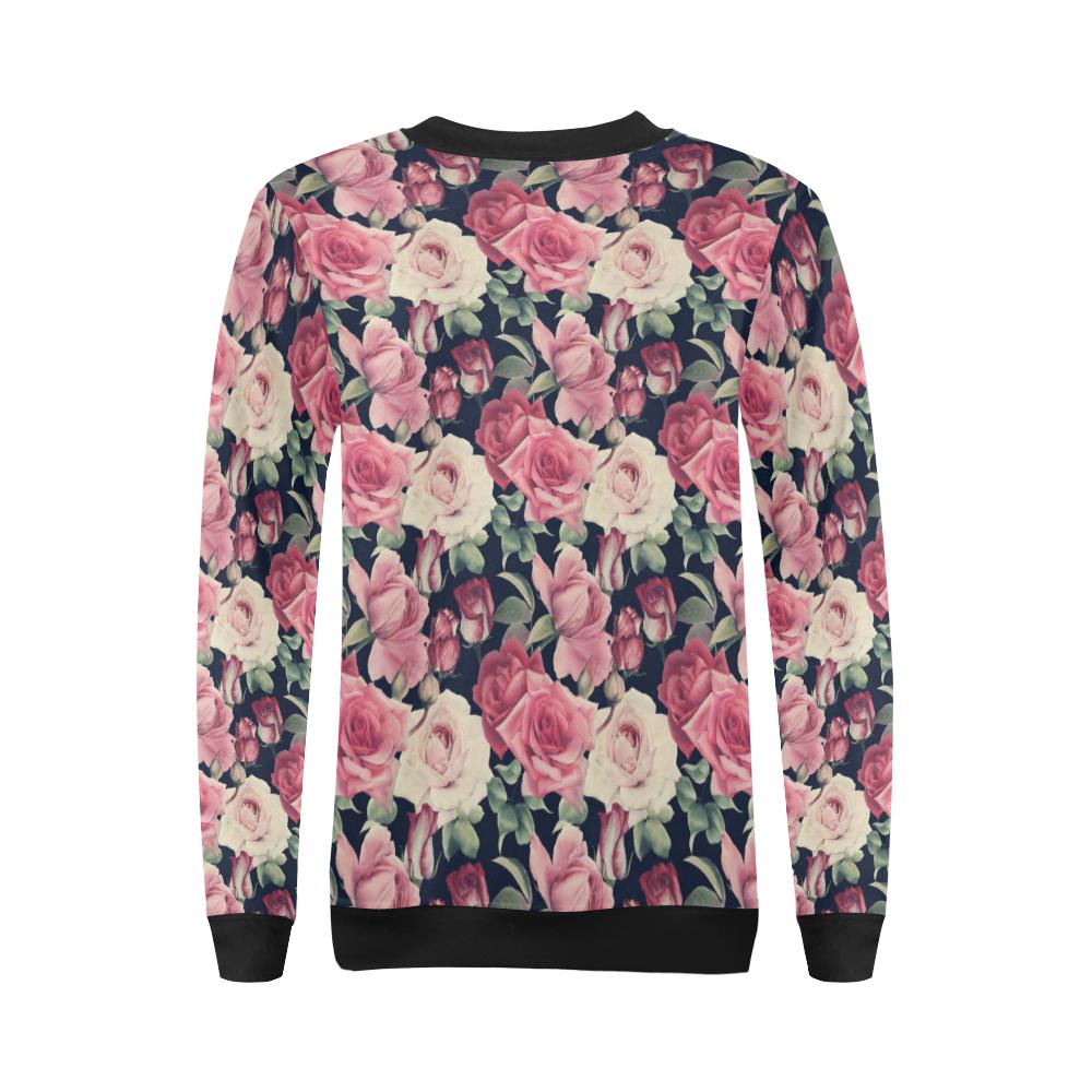 Rose Pattern Print Design RO05 Women Long Sleeve Sweatshirt-JorJune