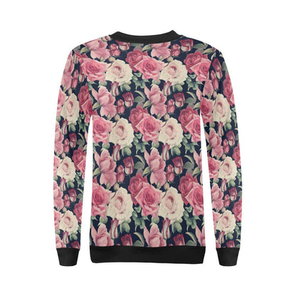 Rose Pattern Print Design RO05 Women Long Sleeve Sweatshirt-JorJune