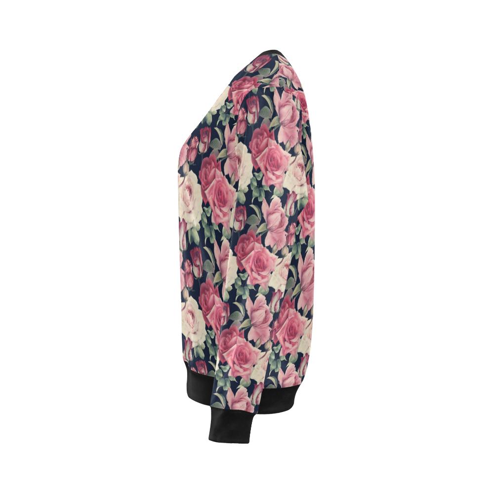 Rose Pattern Print Design RO05 Women Long Sleeve Sweatshirt-JorJune