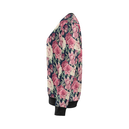 Rose Pattern Print Design RO05 Women Long Sleeve Sweatshirt-JorJune