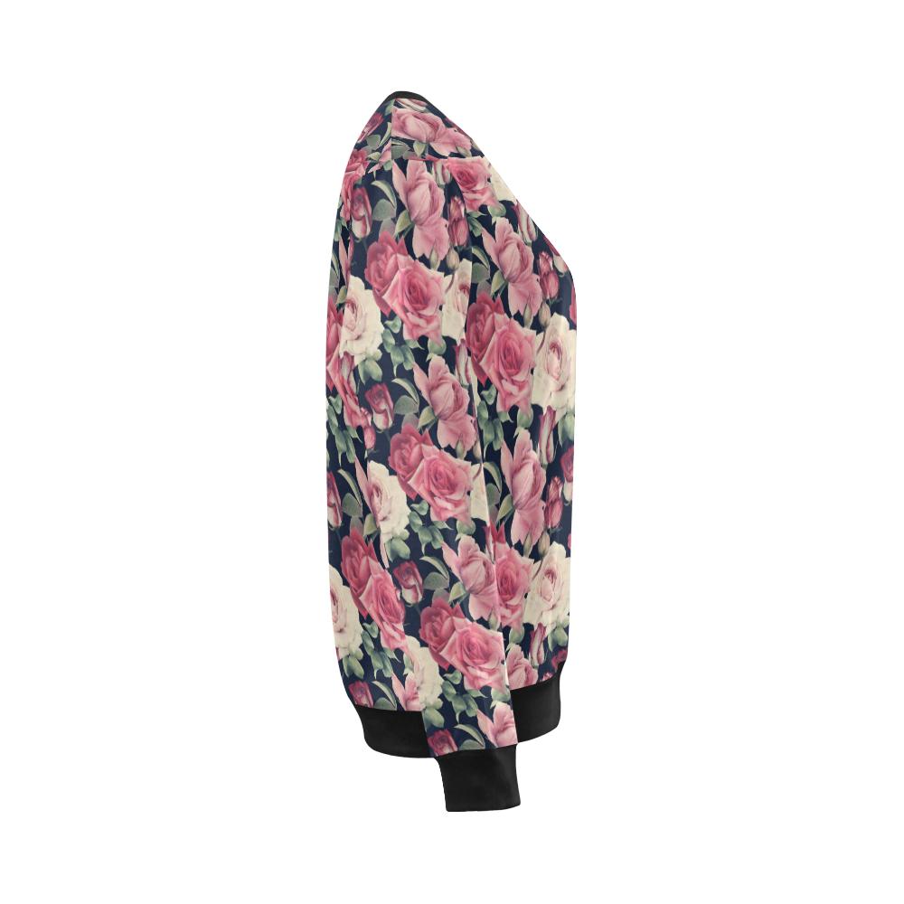 Rose Pattern Print Design RO05 Women Long Sleeve Sweatshirt-JorJune
