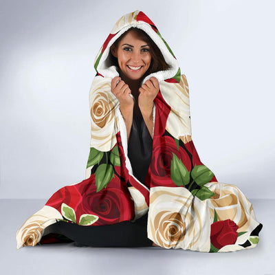 Rose Pattern Print Design RO06 Hooded Blanket-JORJUNE.COM