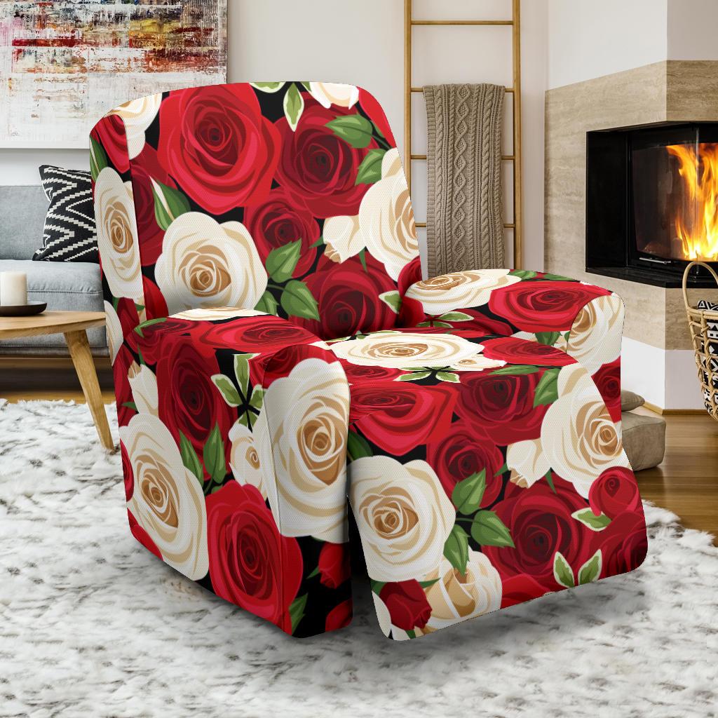 Rose Pattern Print Design RO06 Recliner Slipcover-JORJUNE.COM