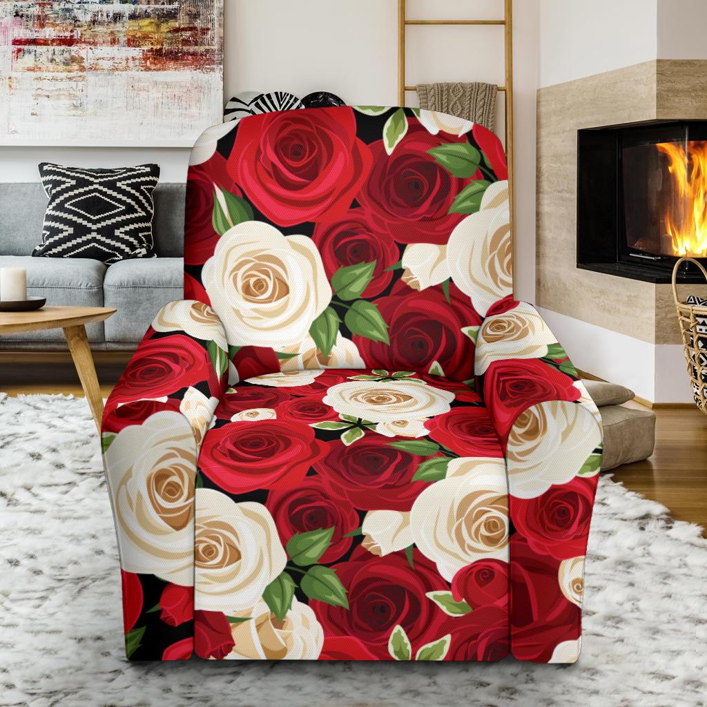 Rose Pattern Print Design RO06 Recliner Slipcover-JORJUNE.COM