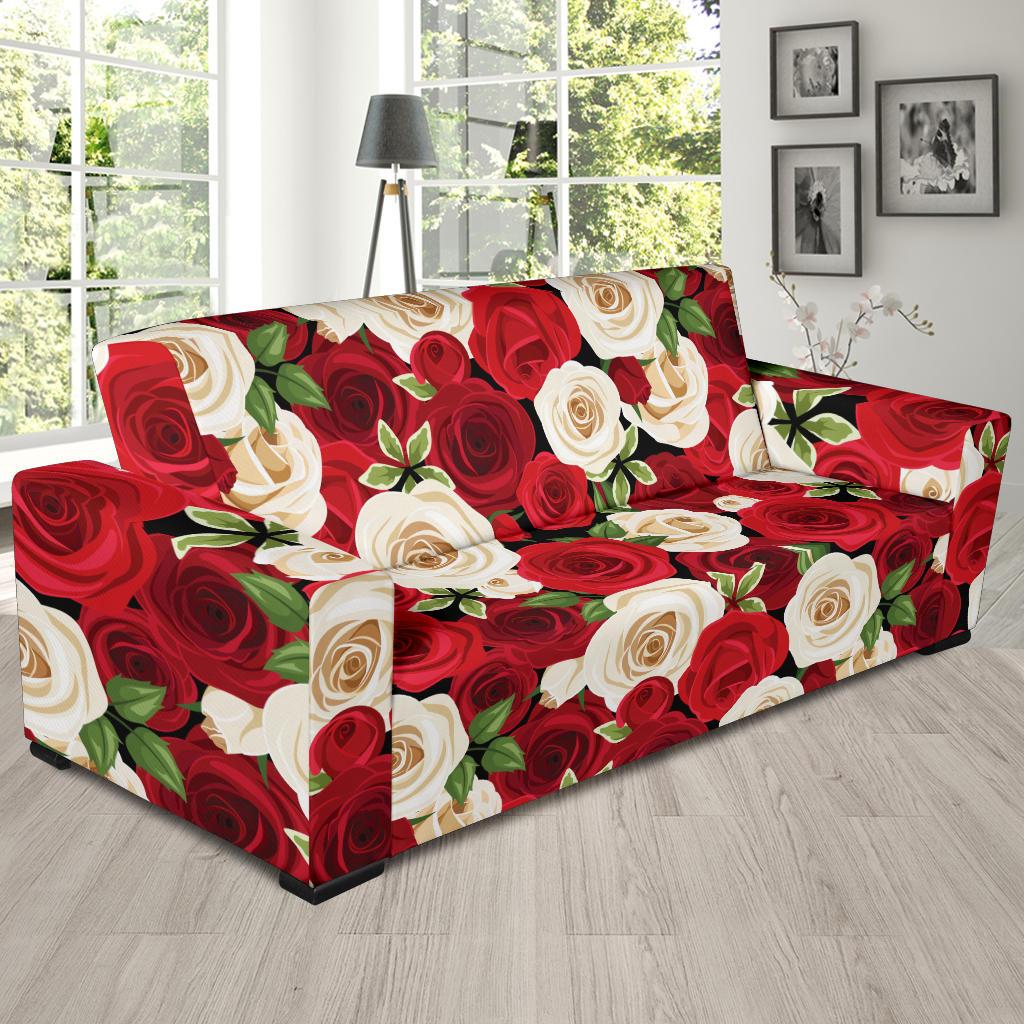 Rose Pattern Print Design RO06 Sofa Slipcover-JORJUNE.COM