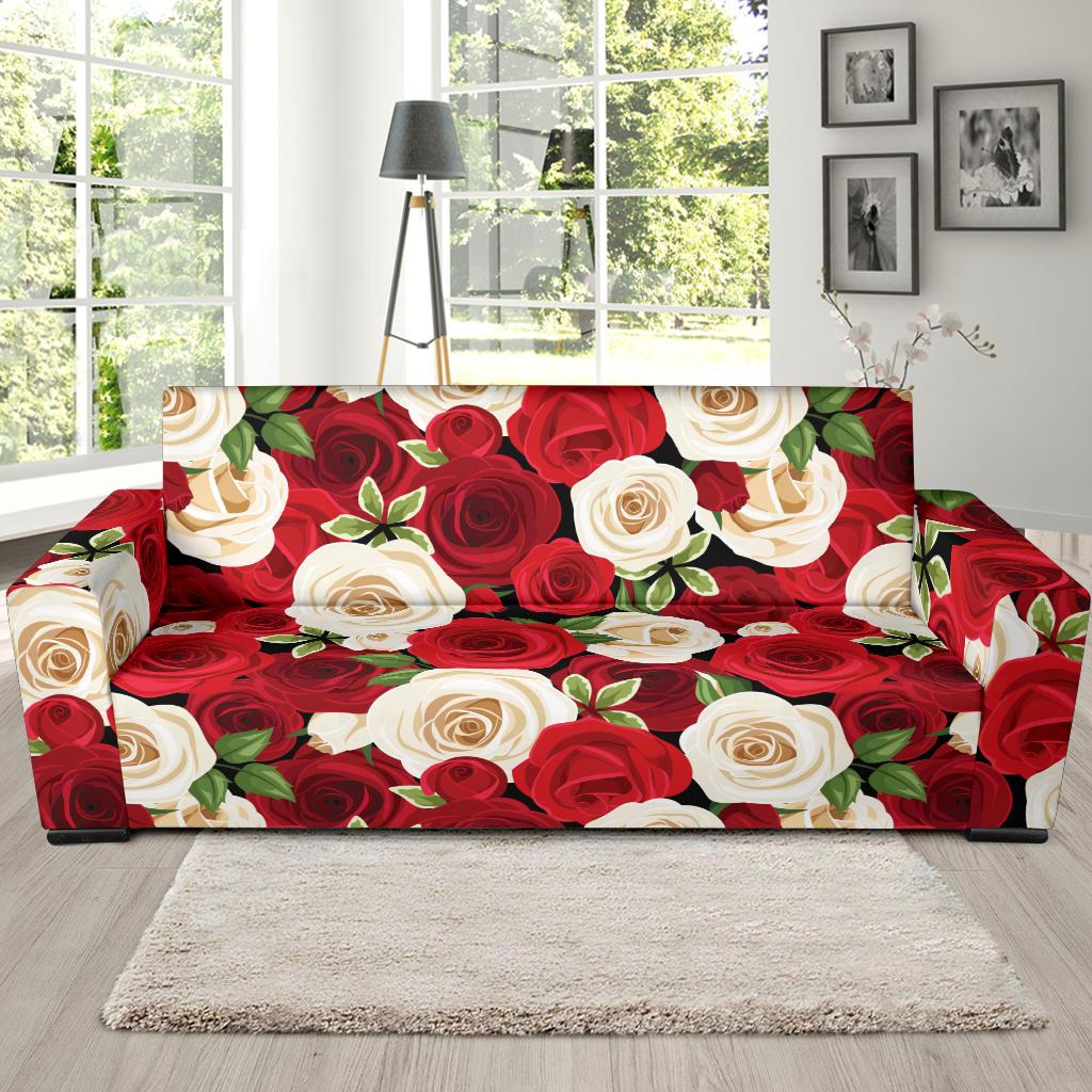 Rose Pattern Print Design RO06 Sofa Slipcover-JORJUNE.COM