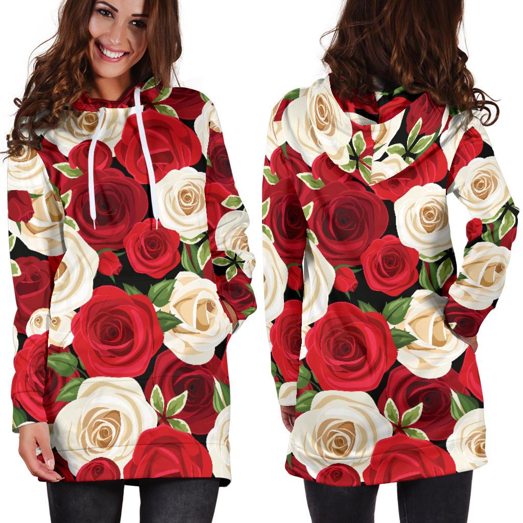 Rose Pattern Print Design RO06 Women Hoodie Dress