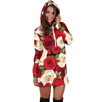 Rose Pattern Print Design RO06 Women Hoodie Dress