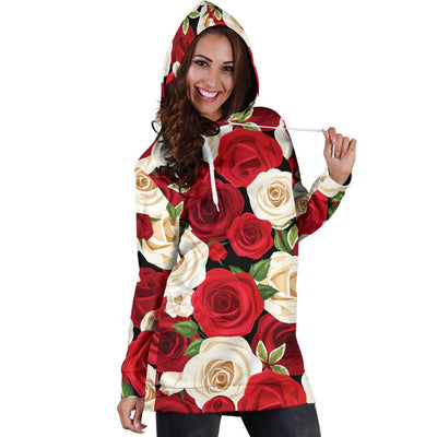 Rose Pattern Print Design RO06 Women Hoodie Dress