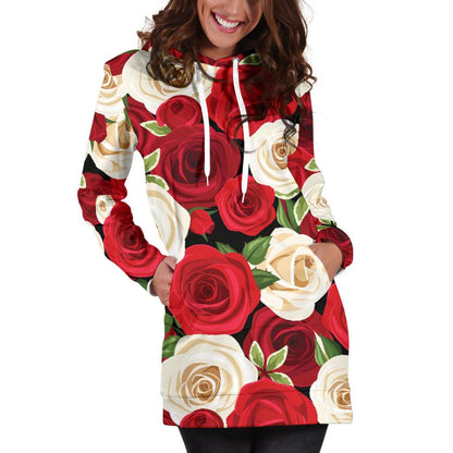Rose Pattern Print Design RO06 Women Hoodie Dress